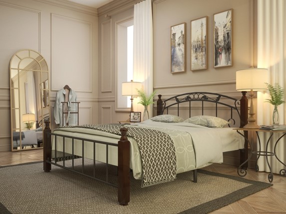 Кровать 2-спальная Гарда 5, 160х200, черная в Лангепасе - изображение