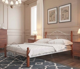 Спальная кровать Фортуна 1, 1400, белый/махагон в Урае