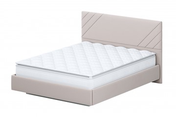 Двуспальная кровать №2 (универсальная 1,6х2,0) серия №2, белый/бежевый ткань/лайн бежевый ткань в Когалыме