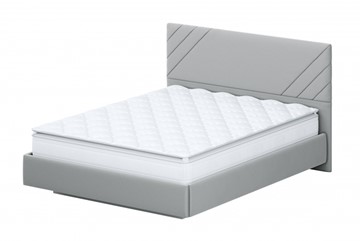 Кровать в спальню №2 (универсальная 1,6х2,0) серия №2, белый/серый ткань/лайн серый ткань в Лангепасе