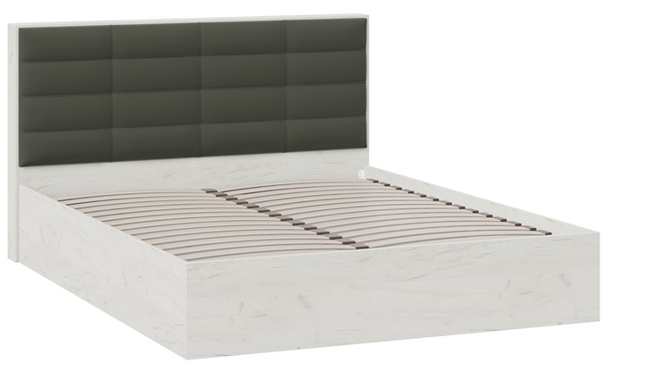 Кровать спальная Агата тип 1 (Дуб крафт белый, Велюр Серый) в Лангепасе - изображение 1