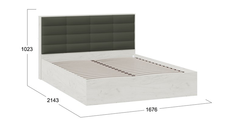 Кровать спальная Агата тип 1 (Дуб крафт белый, Велюр Серый) в Когалыме - изображение 3