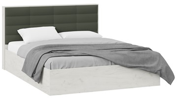Кровать спальная Агата тип 1 (Дуб крафт белый, Велюр Серый) в Урае