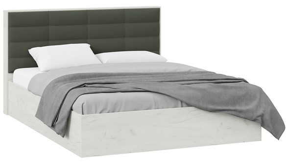Кровать спальная Агата тип 1 (Дуб крафт белый, Велюр Серый) в Урае - изображение