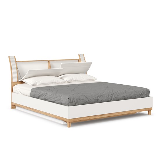 Двуспальная кровать Бари 1800 с подъёмным механизмом Дуб Золотой/Белый ЛД 698.220 в Лангепасе - изображение 2