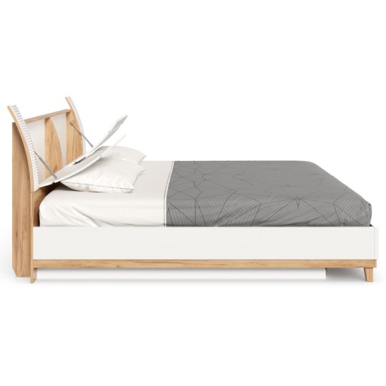 Двуспальная кровать Бари 1800 с подъёмным механизмом Дуб Золотой/Белый ЛД 698.220 в Лангепасе - изображение 3