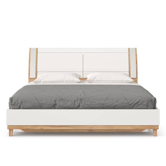Двуспальная кровать Бари 1800 с подъёмным механизмом Дуб Золотой/Белый ЛД 698.220 в Лангепасе - изображение 4
