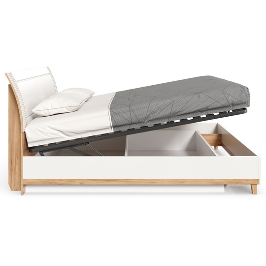 Двуспальная кровать Бари 1800 с подъёмным механизмом Дуб Золотой/Белый ЛД 698.220 в Лангепасе - изображение 6