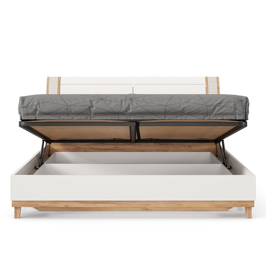 Двуспальная кровать Бари 1800 с подъёмным механизмом Дуб Золотой/Белый ЛД 698.220 в Лангепасе - изображение 7