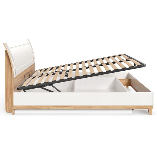 Двуспальная кровать Бари 1800 с подъёмным механизмом Дуб Золотой/Белый ЛД 698.220 в Лангепасе - изображение 10