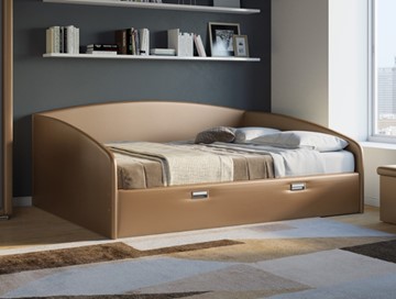 Двуспальная кровать Bono 160х200, Экокожа (Бронзовый перламутр) в Урае