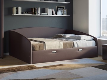 Спальная кровать Bono 160х200, Экокожа (Коричневый) в Нижневартовске