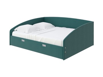 Кровать спальная Bono 160х200, Велюр (Forest 560 Морская волна) в Сургуте