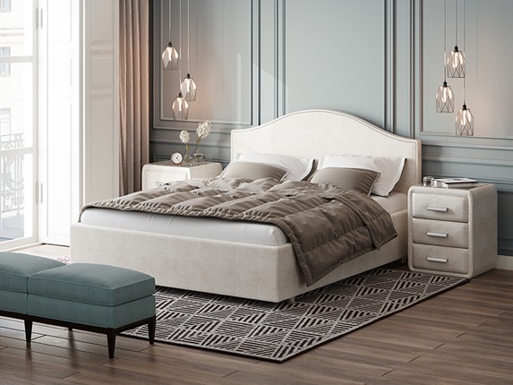 Кровать Classic 160х200, Велюр (Лофти Лён) в Сургуте - изображение
