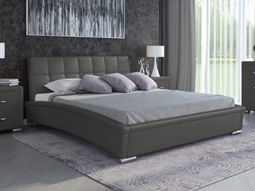 Двуспальная кровать Corso-1L 180х200, Экокожа (Темно-серый) в Урае