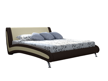 Кровать в спальню Corso-2 140х200, Экокожа (Коричневый с кремовым) в Урае