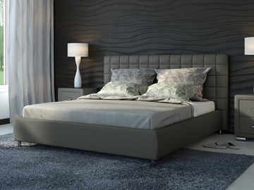 Кровать в спальню Corso-3 140x200, Экокожа (Темно-серый) в Сургуте
