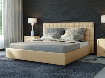 Кровать в спальню Corso-3 200x200, Экокожа (Бежевый) в Лангепасе