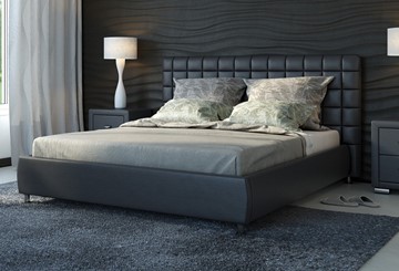 Спальная кровать Corso-3 200x200, Экокожа (Черный) в Урае