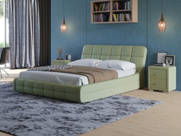 Спальная кровать Corso-6 140x200, Экокожа (Олива) в Лангепасе