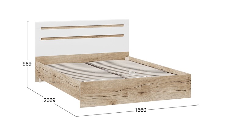 Двуспальная кровать Фьюжн ТД-260.01.03 (Дуб Делано, Белый глянец) в Лангепасе - изображение 2