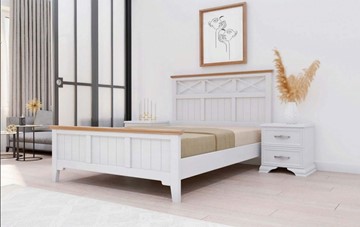 Спальная кровать Грация-5 карниз сосна (Белый Античный) 160х200 в Сургуте
