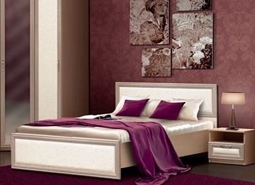 Кровать в спальню Камелия, 1600, шимо светлый/белый кожзам в Лангепасе