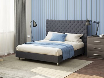Спальная кровать Paris Boxspring Standart 200х200, Рогожка (Savana Grey (серый)) в Нягани