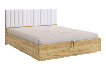 Кровать в спальню с подъемным механизмом Адам, дуб крафт золотой/белоснежный (экокожа) в Когалыме