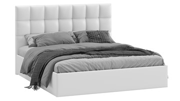 Кровать двуспальная с подъемным механизмом Эмбер (Экокожа белая) в Сургуте