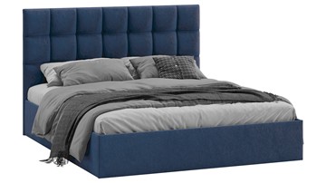 Кровать двуспальная с подъемным механизмом Эмбер (Микровелюр Wellmart Blue) в Когалыме