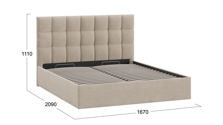 Двуспальная кровать Эмбер тип 1 (Велюр Мокко светлый) в Лангепасе - изображение 1