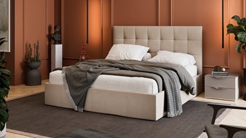 Двуспальная кровать Эмбер тип 1 (Велюр Мокко светлый) в Урае - предосмотр 3