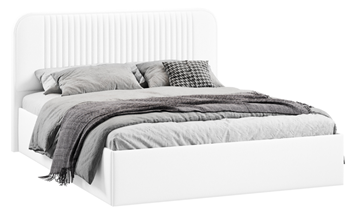 Двуспальная кровать с подъемным механизмом с заглушиной Тиффани тип 1 (Экокожа белая Polo) в Сургуте