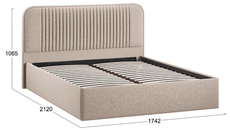 Кровать в спальню с подъемным механизмом с заглушиной Тиффани тип 1 (Микровелюр Jercy Cream) в Нижневартовске - изображение 3