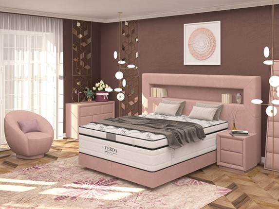 Кровать в спальню Smart/Podium M 160х200, Флок (Велсофт Винтажный розовый) в Лангепасе - изображение