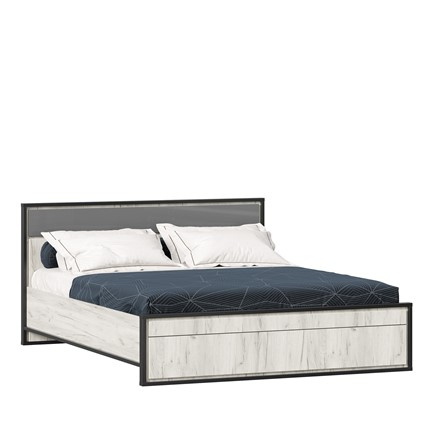 Кровать 2-х спальная Техно 1600 (С основанием) Дуб крафт белый/Серый шифер 678.140 в Лангепасе - изображение