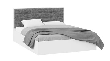 Кровать спальная с подъемным механизмом Тесса (Белый Жемчуг/Рогожка серая) в Урае