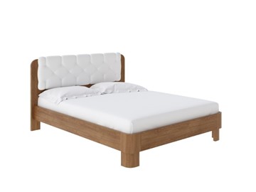 Кровать двуспальная Wood Home 1 160х200, Антик сосна/Экокожа Белый в Урае