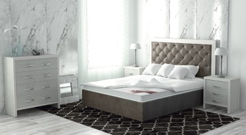 Кровать спальная Манхэттен 160х200 (с основанием), высота спинки - 140 см в Лангепасе