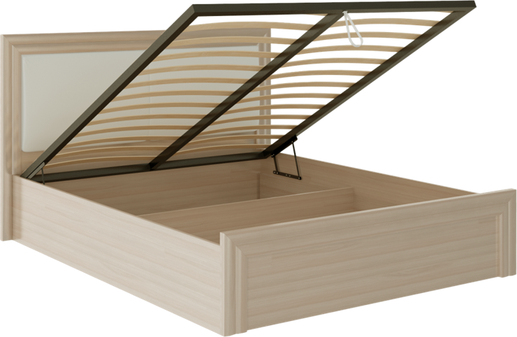 Кровать с подъемным механизмом Глэдис М32 (Шимо светлый/Белый текстурный) в Лангепасе - изображение 1