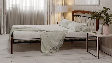 Полутороспальная кровать Муза 4 Лайт, 1400, черный/махагон в Нижневартовске