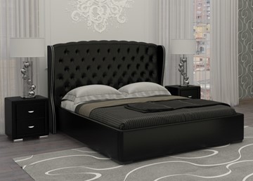 Кровать спальная Dario Grace 160x200, Экокожа (Черный) в Ханты-Мансийске