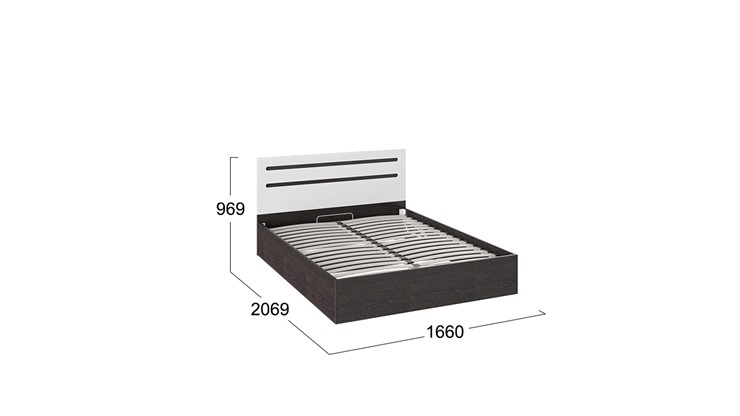 2-спальная кровать с подъемным механизмом Фьюжн ТД-260.01.04 (Белый глянец, Венге Линум) в Ханты-Мансийске - изображение 2