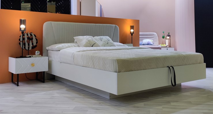Кровать с механизмом полуторная Марсель-11 (Белый, ткань Catania white) 1400 в Лангепасе - изображение 4