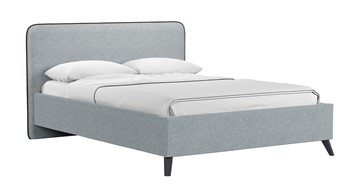 Кровать с подъемным механизмом Миа, 140 Bravo grey (серый) / кант Лайт 10 Велюр (коричневый) + кроватное дно в Когалыме