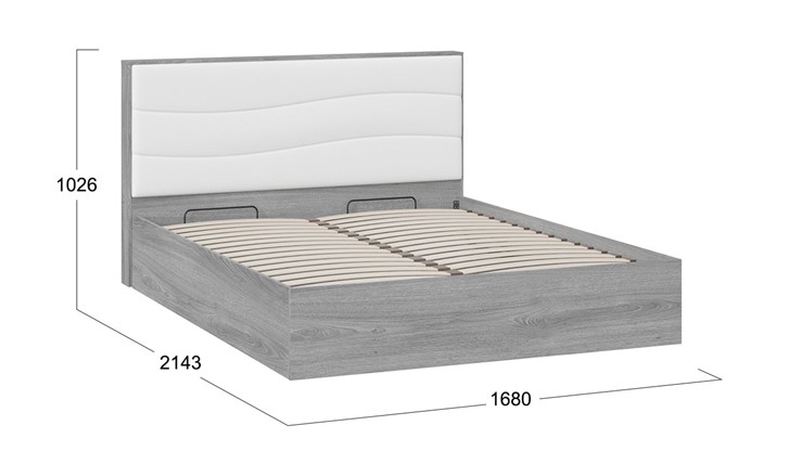 Кровать с подъемным механизмом Миранда тип 1 (Дуб Гамильтон/Белый глянец) в Лангепасе - изображение 1