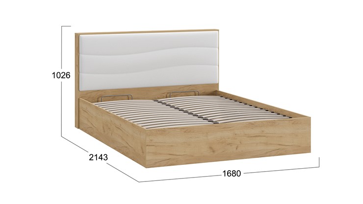 Кровать с подъемным механизмом Миранда тип 1 (Дуб крафт золотой/Белый глянец) в Советском - изображение 1