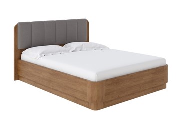 Кровать с механизмом 2-спальная Wood Home 2 160х200, Велюр (Антик (сосна) с брашированием/Лама Светло-серый) в Лангепасе