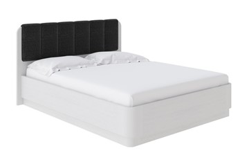 Кровать с механизмом 2-спальная Wood Home 2 160х200, Велюр (Белая эмаль (сосна) с брашированием/Лама Темно-серый) в Лангепасе
